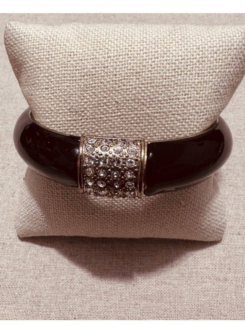 Nordstrom | Bangle | Black Enamel Bracelet with Crystal Stones